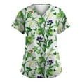 thumbnail image 1 of Print Nursing Uniforms for Women Irish Shamrock Printed V Neck Breathable Scrub Tops Short Sleeve Professionals Soft Stretch St. Patrick's Day Workwear Shirt with Pockets light green Medium, 1 of 3