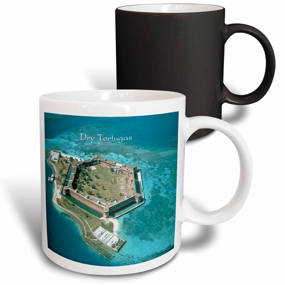 3drose, Print of Aerial View Dry Tortugas Ft Jefferson, 11oz Magic Transforming Mug