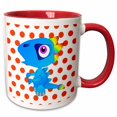 thumbnail image 1 of 3drose, Print of Baby Blue Dino on Orange Dots, 11oz Two-tone Red Mug, 1 of 6