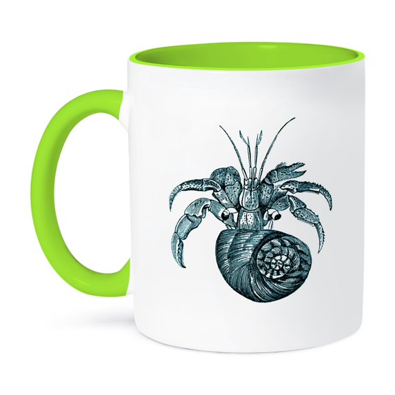 3dRose, Print of Close Up Of Vintage Blue Crab, 15oz Two-Tone Green Mug
