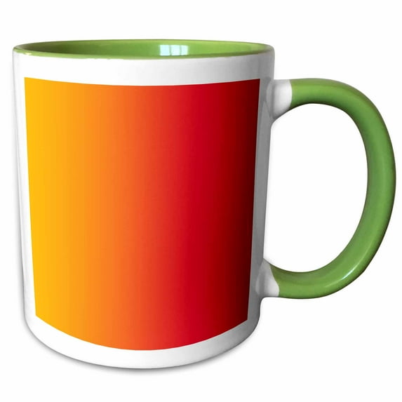 3drose, Print of Gradient Orange into Red, 15oz Two-tone Green Mug