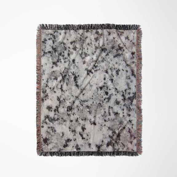 Print Of Grey Granite Rock Texture Photo Graphic, Gray Black Crystals Polished Igneous Stone Geology, Woven Blanket