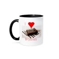 thumbnail image 1 of 3dRose, Print of I Love Brownies With Chocolate Syrup, 15oz Two-Tone Black Mug, 1 of 7