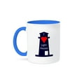 thumbnail image 1 of 3dRose, Print of I Love Lighthouses On Navy Lighthouse, 15oz Two-Tone Blue Mug, 1 of 7