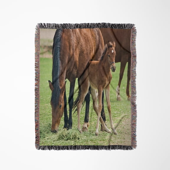 Print Of Mare And Foal Painting, Woven Blanket