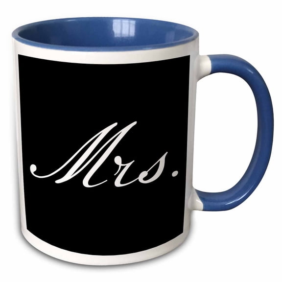 3drose, Print of Mrs., Black Background, 15oz Two-tone Blue Mug