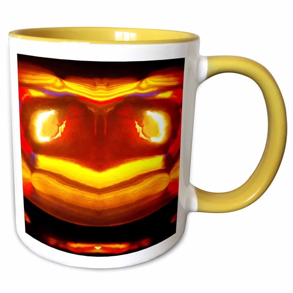 3drose, Print of Red Orange Tornado Abstract, 15oz Two-tone Yellow Mug