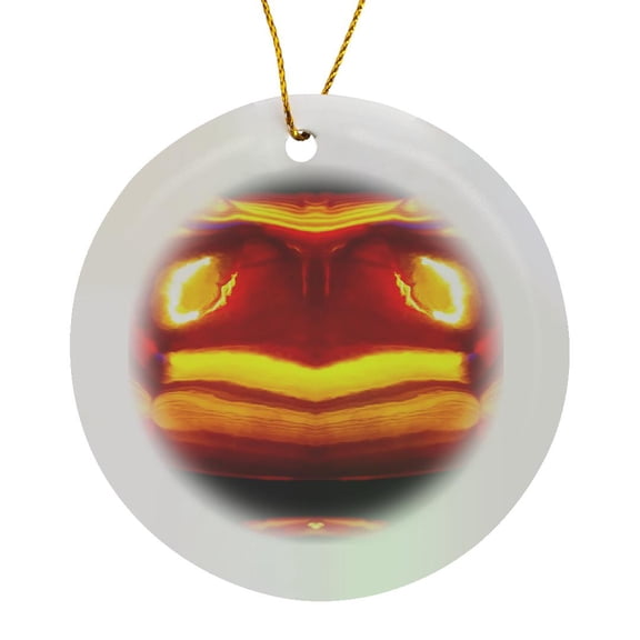 3drose, Print of Red Orange Tornado Abstract, Circle Porcelain Ornament