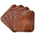 thumbnail image 1 of 3drose, Print of Reddish Brown Leather Close Up, Set of 4 Coasters - Soft, 1 of 7