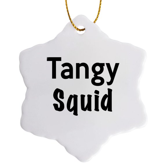3drose, Print of Saying Tangy Squid, 3 inch Snowflake Porcelain Ornament