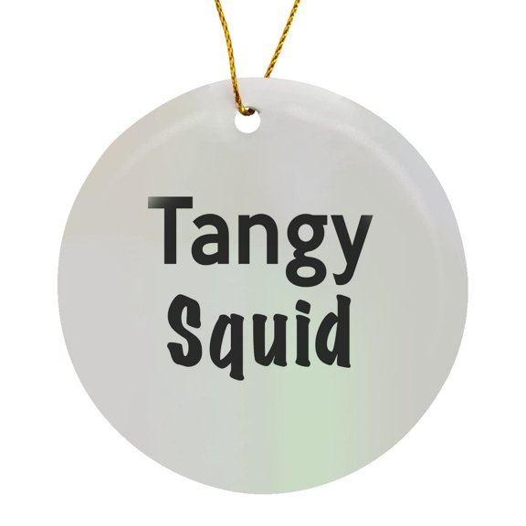 3drose, Print of Saying Tangy Squid, Circle Porcelain Ornament