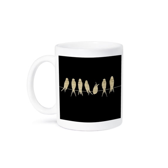3dRose, Print of Sheet Music Birds On Wire, 11oz Mug