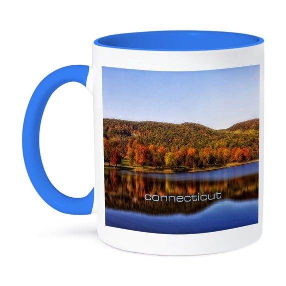 3dRose, Print of Squantz Pond Connecticut, 15oz Two-Tone Blue Mug