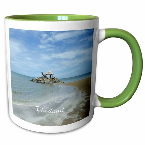 3drose, Print of Turtle Monument in Thailand, 15oz Two-tone Green Mug