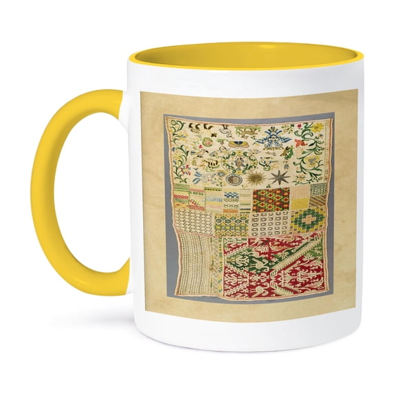 3dRose, Print of Vintage Mexican Sampler Quilt, 11oz Two-Tone Yellow Mug