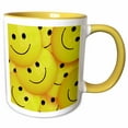 thumbnail image 1 of 3drose, Print of Yellow Smiling Face Toss Pattern, 11oz Two-tone Yellow Mug, 1 of 6