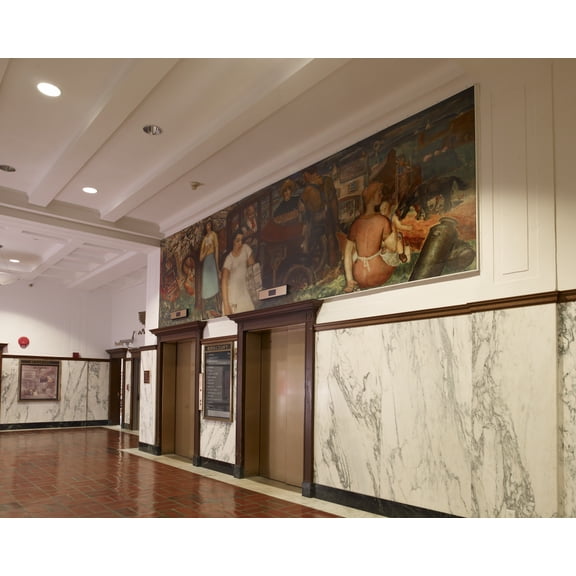Print: Oil Painting Rural Delivery Shown In Context. East Main Lobby Of