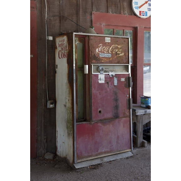 Print: Old Coca-Cola Machine At A Gas Station In Historic Stockton