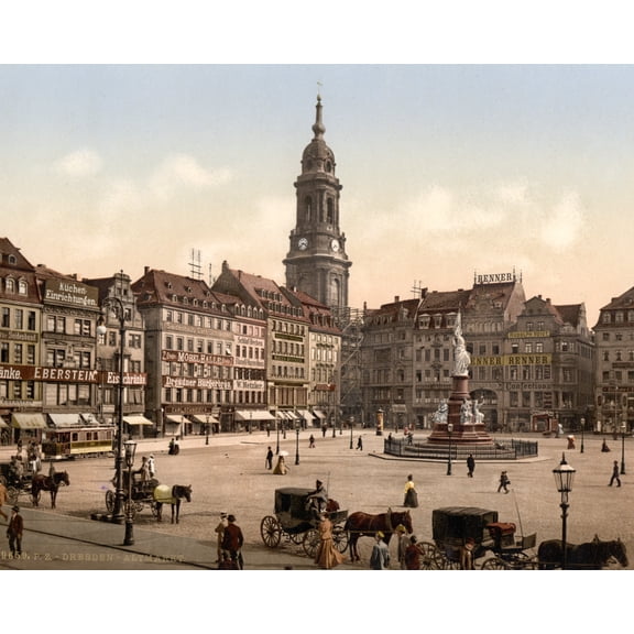 Print: Old Market, Altstadt, Dresden, Saxony, Germany, circa 1890
