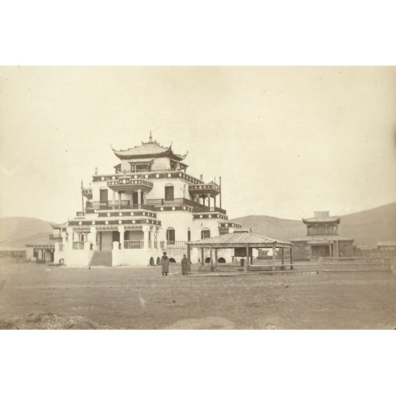 Print: Onanski Datsan Or Buddhist Monastery, Prayer Wheel In Foreground