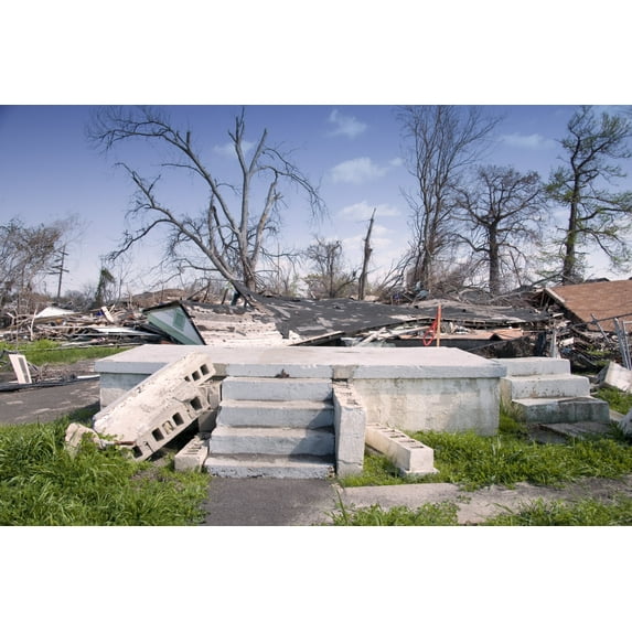 Print: Only Steps Left After 2005 Hurricane Katrina, Mississippi Coast