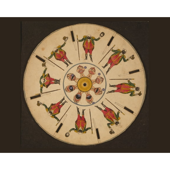 Print: Optical Illusion Disc With A Face Catching A Ball And A Man With