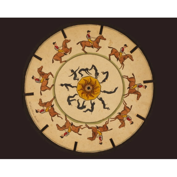 Print: Optical Illusion Disc With Somersaults And Horseback Riding, 1833