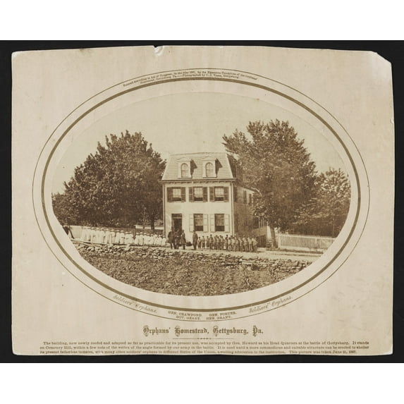 Print: Orphans' Homestead, Gettysburg, Pa. The Building, Now Newly Roofed