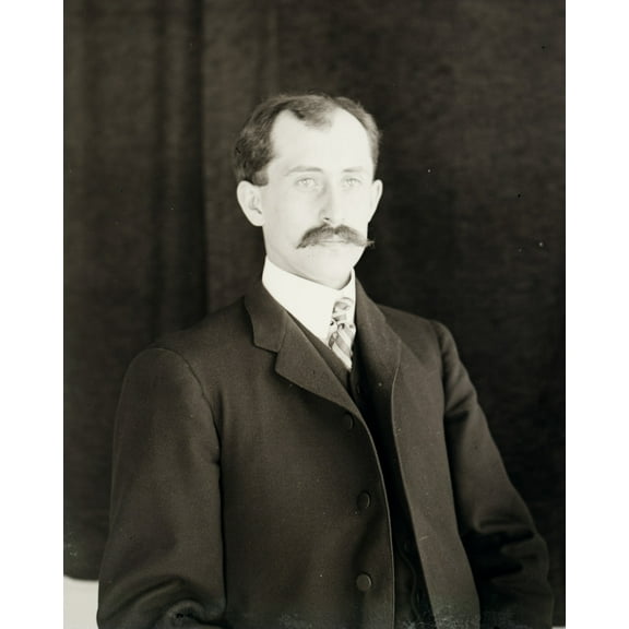 Print: Orville Wright, Age 34, Head And Shoulders, With Mustache, 1905