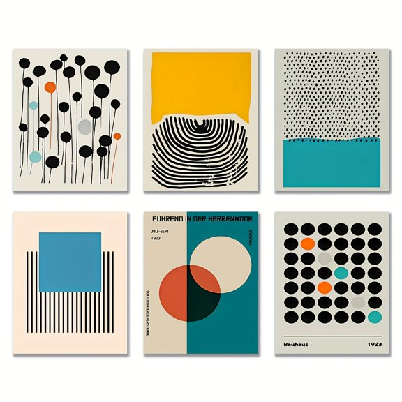 Print Painting, 6pcs Unframed, Poster, Modern Art, Bauhaus Exhibition Architecture Painting, Ideal Gift for Bedroom Living Room Corridor, Wall Art, Wall Decor, Winter Decor, Room Decoration 20.32*25