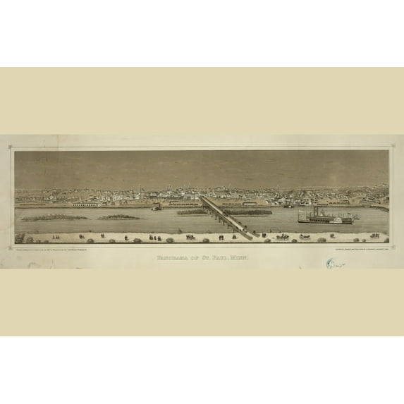 Print: Panorama Of St. Paul, Minn., 1873
