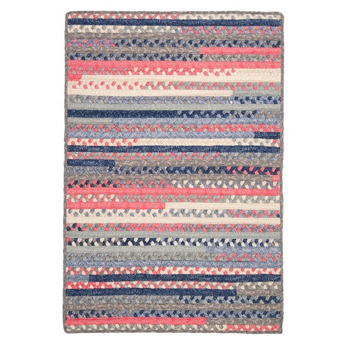 Print Party Rects Blue Area Rug, Square 6' x 6'
