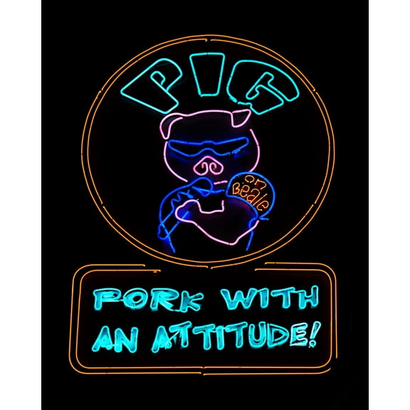 Print: Pig Neon Sign, Beale Street, Memphis, Tennessee, 2008