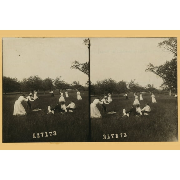 Print: Playing Baseball At Madison, New Jersey, 1910