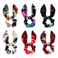Print Polyester 6Piece Set Bow Hair Rings Detachable Rabbit Ears for