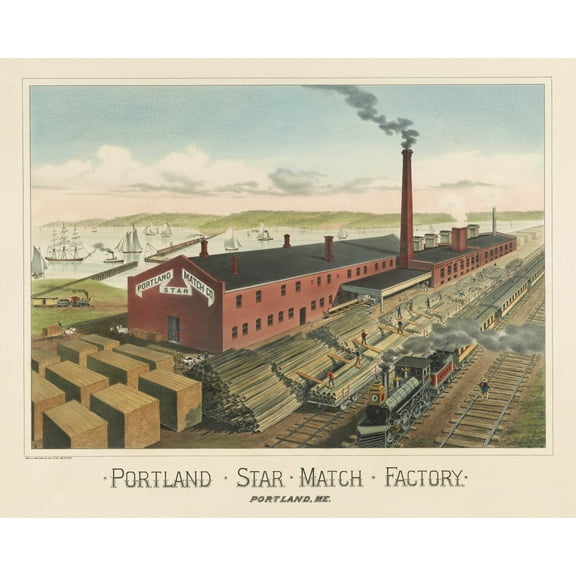 Print: Portland Star Match Factory, Portland, Maine, circa 1860-1880