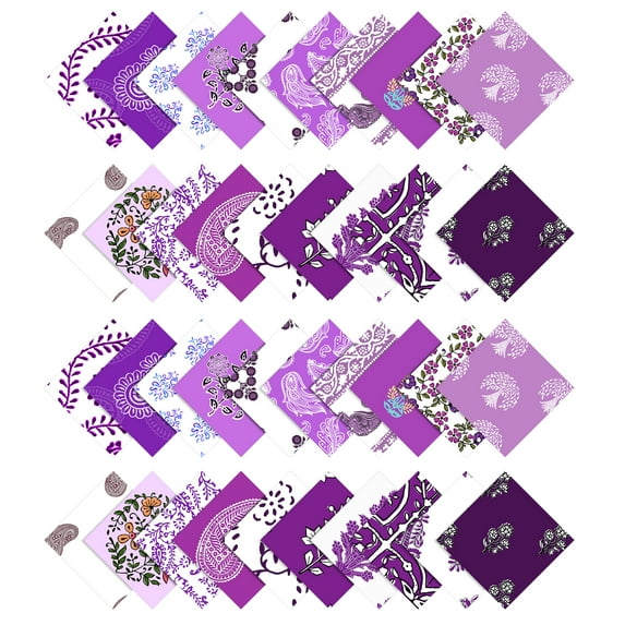 Soimoi 5" Print Precut Quilt Squares, Purple