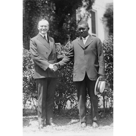 Print: President Coolidge And Thomas Lee, Mississippi River Hero