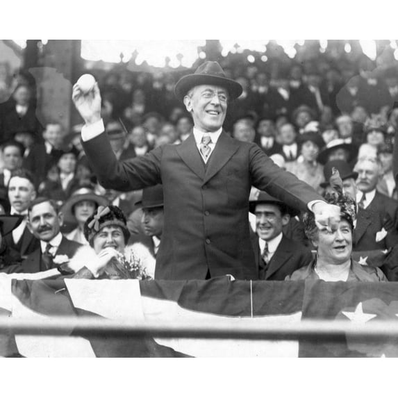 Print: President Woodrow Wilson Throwing Out The First Ball, Opening Day