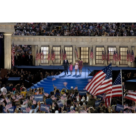 Print: Presidential Candidate Barack Obama, His Wife Michelle, And His