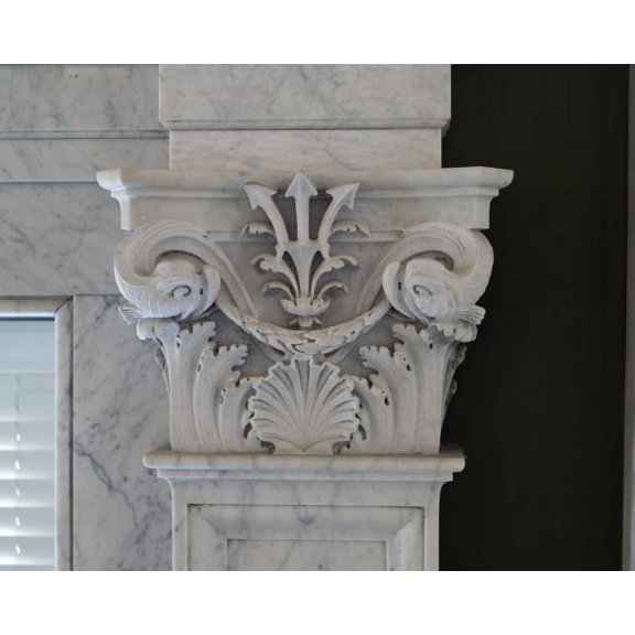 Print: Printers' Marks+columns. Detail Of Column Capital. Library Of