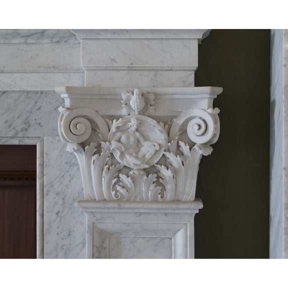 Print: Printers' Marks+columns. Detail Of Column Capital. Library Of