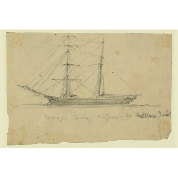 Print: Prize Brig Captured At Hatteras Inlet., 1861