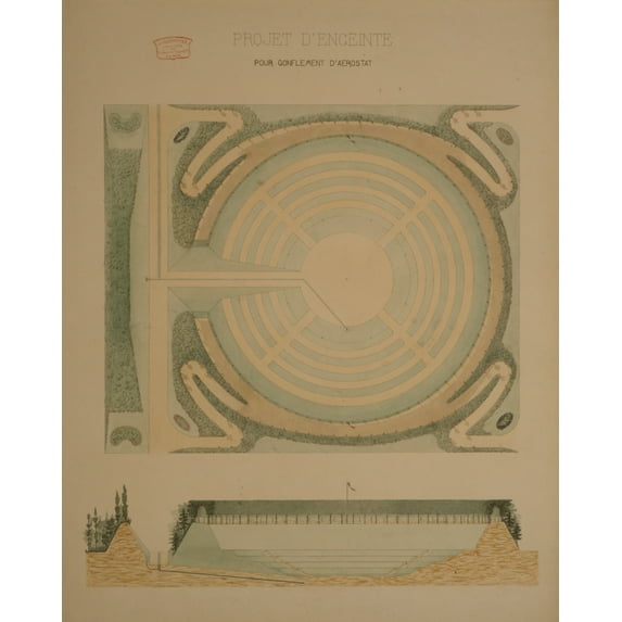 Print: Projet D?enceinte Pour Gonflement D?aerostat, circa 1868