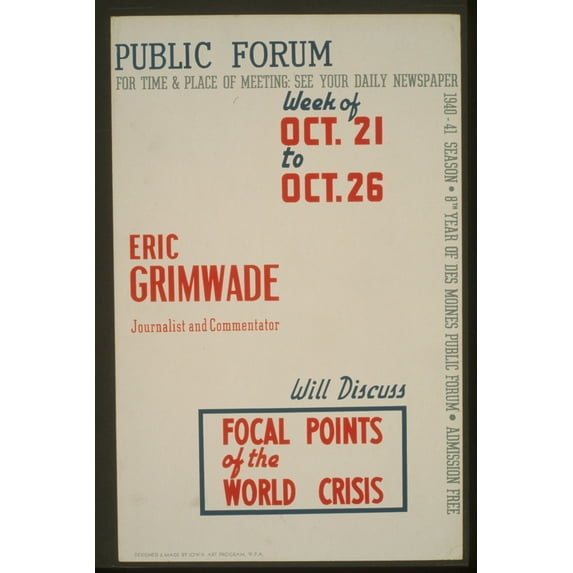 Print: Public Forum - Eric Grimwade, Journalist And Commentator, Will