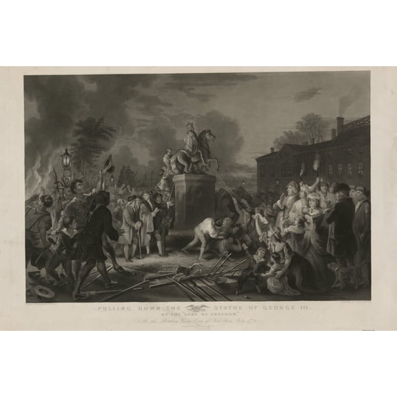 Print: Pulling Down The Statue Of George III By The Sons Of Freedom, At