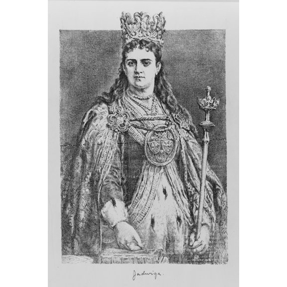 Print: Queen Jadwiga, Half-Length Portrait, Standing, Facing Front