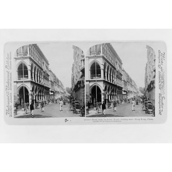 Print: Queen's Road From Ice-House Road, - Looking West - Hong Kong