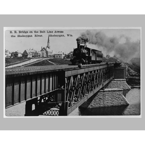 Print: R.R. Bridge On The Belt Line Across The Sheboygan River, Sheboygan