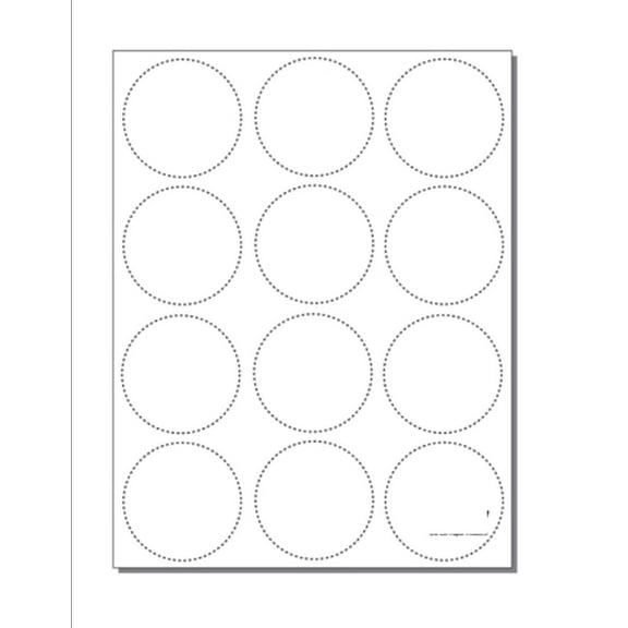 Print-Ready 2-1/4" Diameter Circle-Perforated Button Blanks, 12-UP on 8-1/2" x 11" White 24lb Bond Paper - 100 Sheets / 1200 Buttons